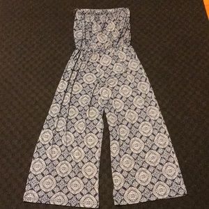 Navy and white jumpsuit